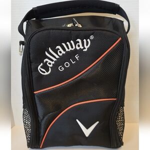 Callaway Golf Shoe Bag Travel Bag Vented Zip Close Back Pocket Black Orange